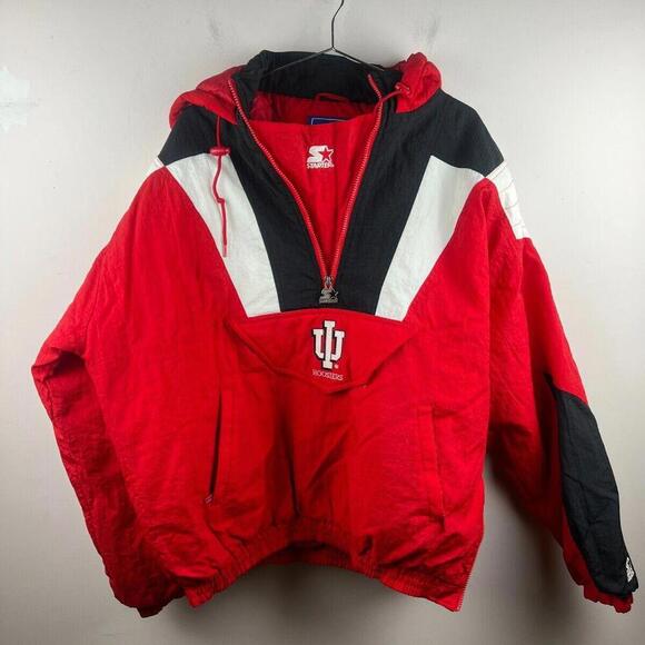 90s Vintage NCAA Starter University Of Indiana Hoosiers  Puffer Jacket Size XL - Picture 1 of 7